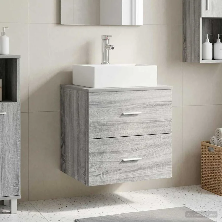 Vanité de lavabo mural Sonoma gris 49,5 x 41 x 62,5 cm
