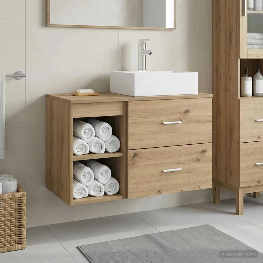 Ensemble de mobilier de salle de bain 2 pc Chêne artisanal