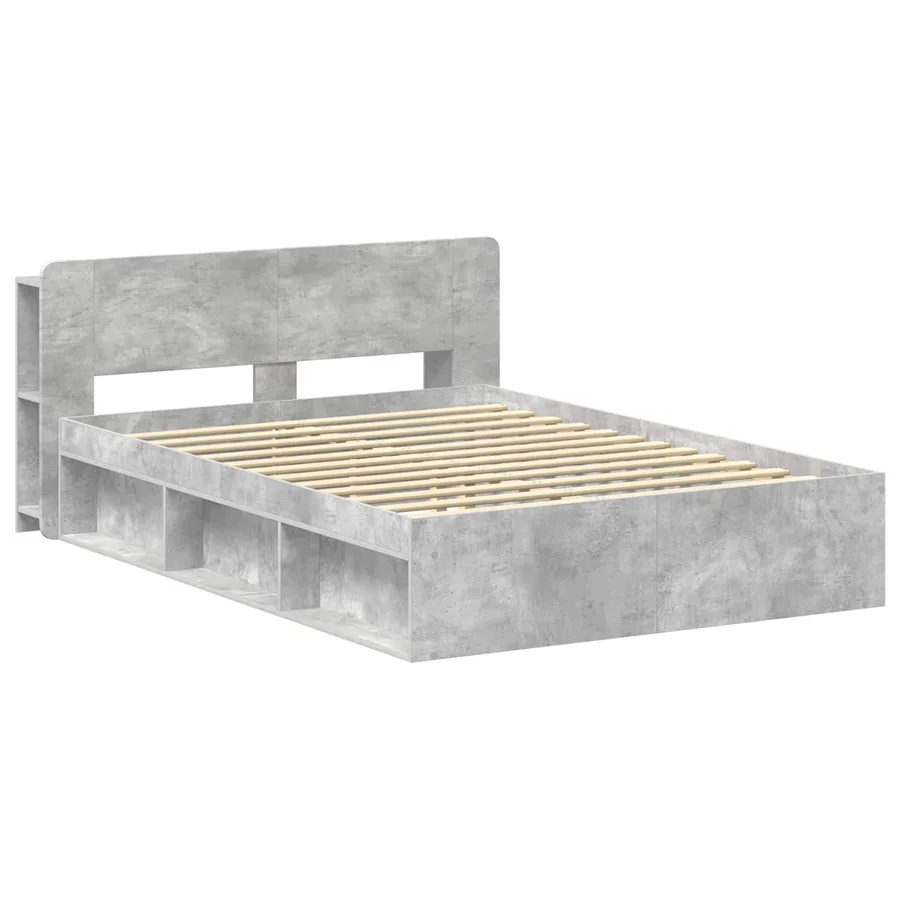 Cadre de lit avec rangement Gris béton 140 x 200 cm - 3