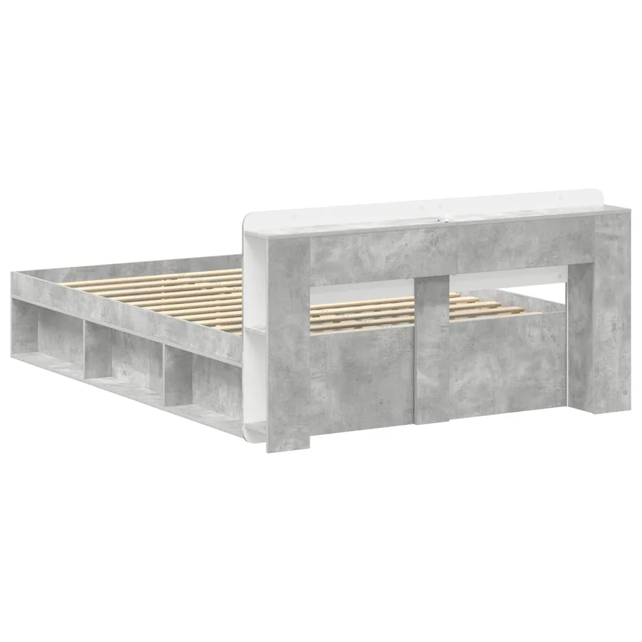 Cadre de lit avec rangement Gris béton 140 x 200 cm - 5