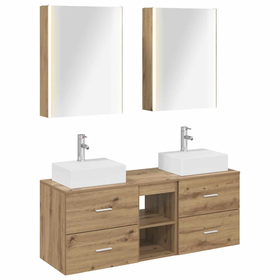 Ensemble de mobilier de salle de bain 5 pc Chêne artisanal - 2