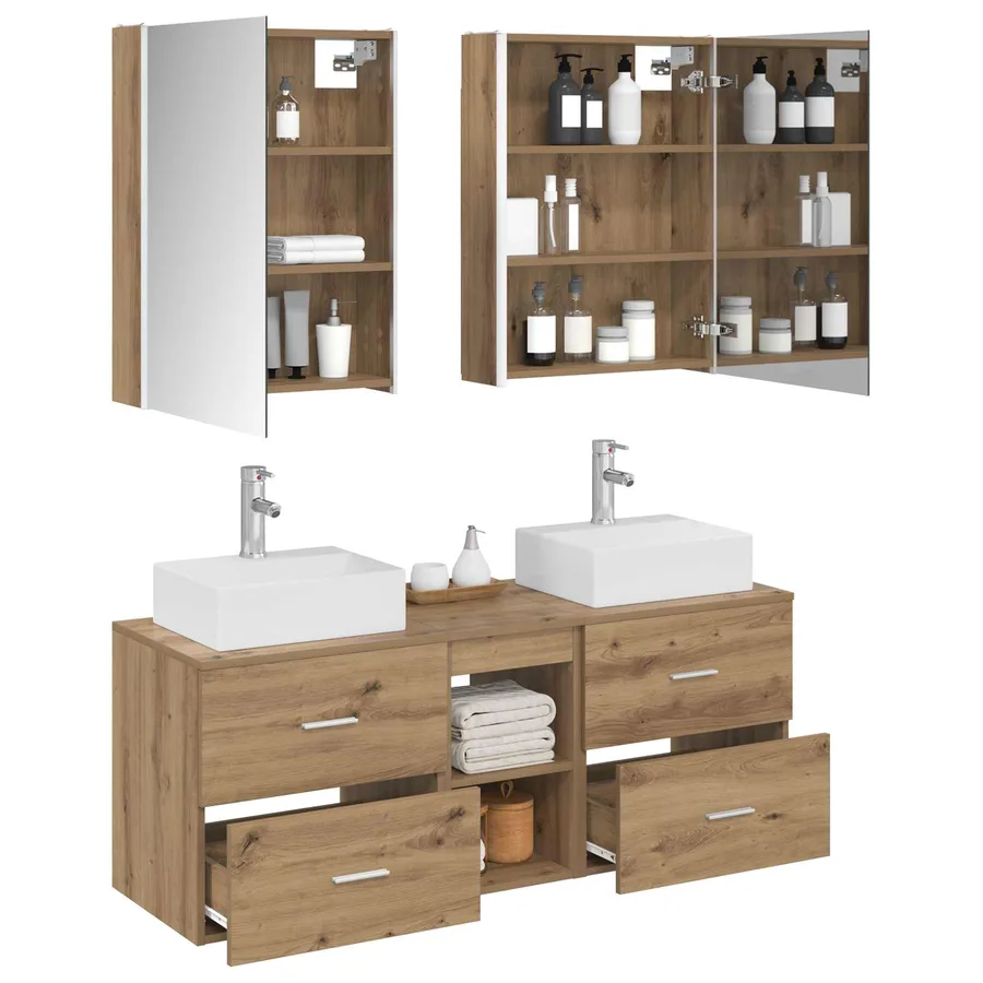 Ensemble de mobilier de salle de bain 5 pc Chêne artisanal - 3
