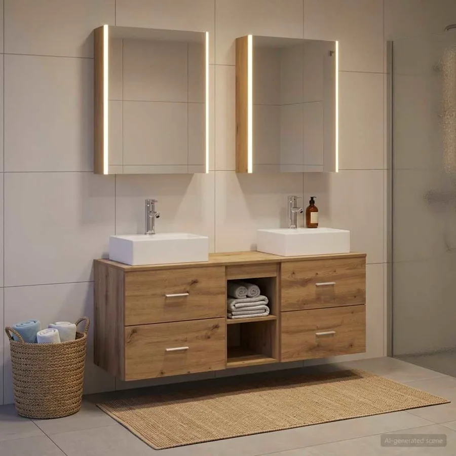 Ensemble de mobilier de salle de bain 5 pc Chêne artisanal - 4