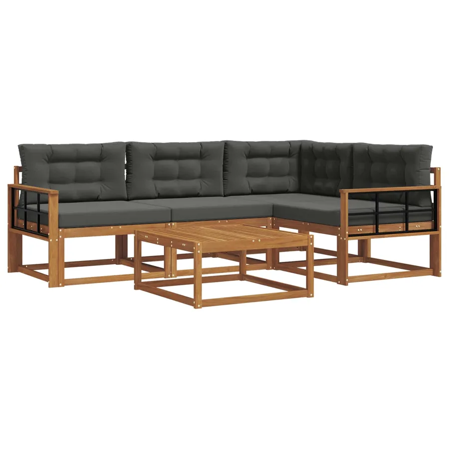 Ensemble de canapés d'extérieur 5 pcs Naturel et Anthracite - 2