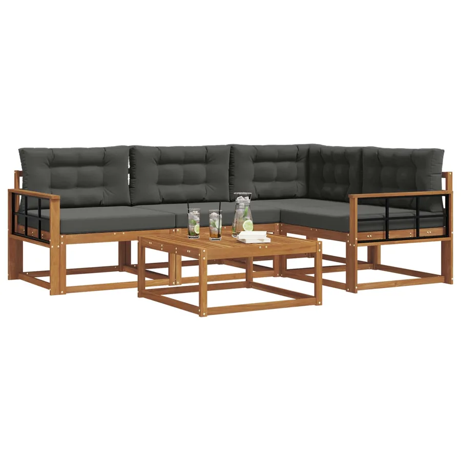 Ensemble de canapés d'extérieur 5 pcs Naturel et Anthracite - 3