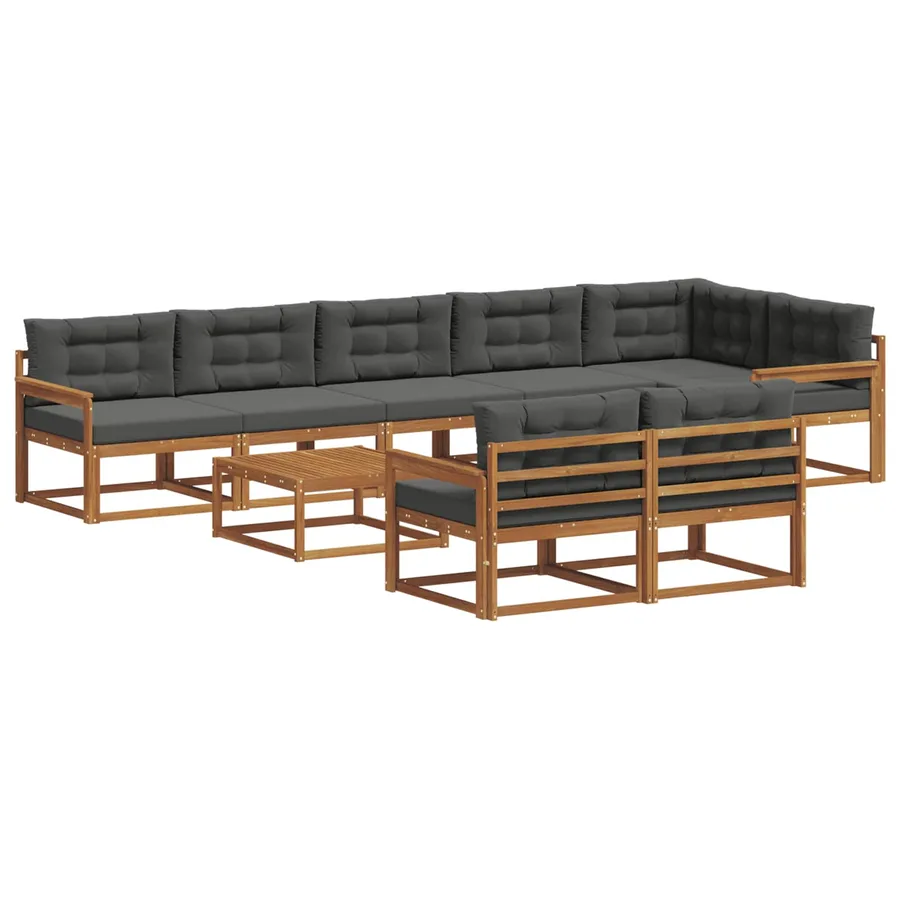 Ensemble de canapés d'extérieur 9 pcs Naturel et Anthracite - 2