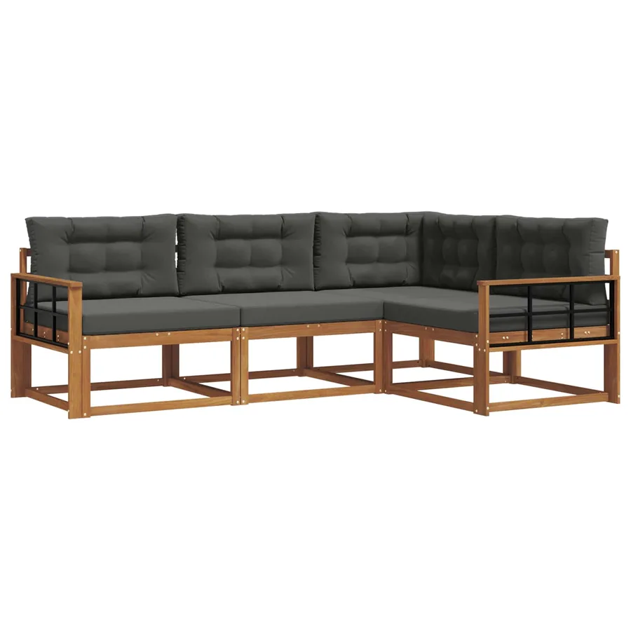 Ensemble de canapés d'extérieur 4 pcs Naturel et Anthracite - 2