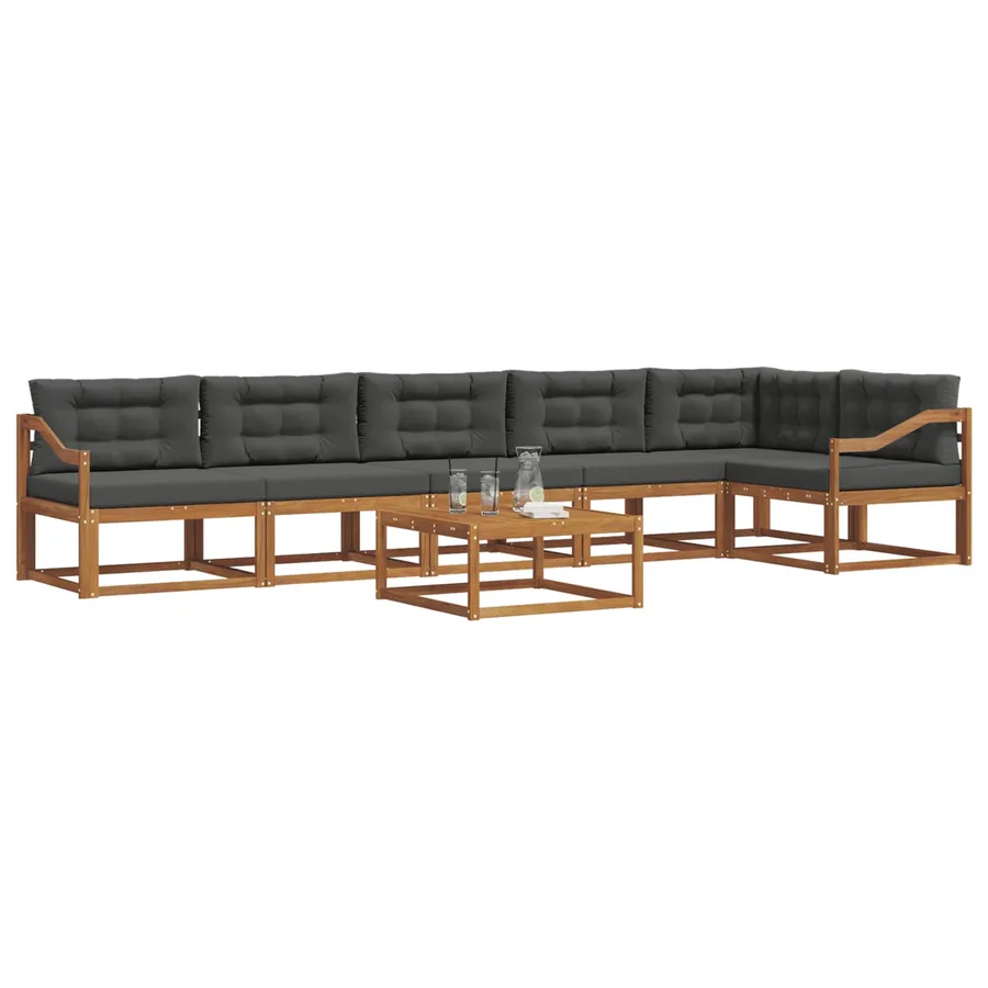 Ensemble de canapés d'extérieur 7 pcs Naturel et Anthracite - 3