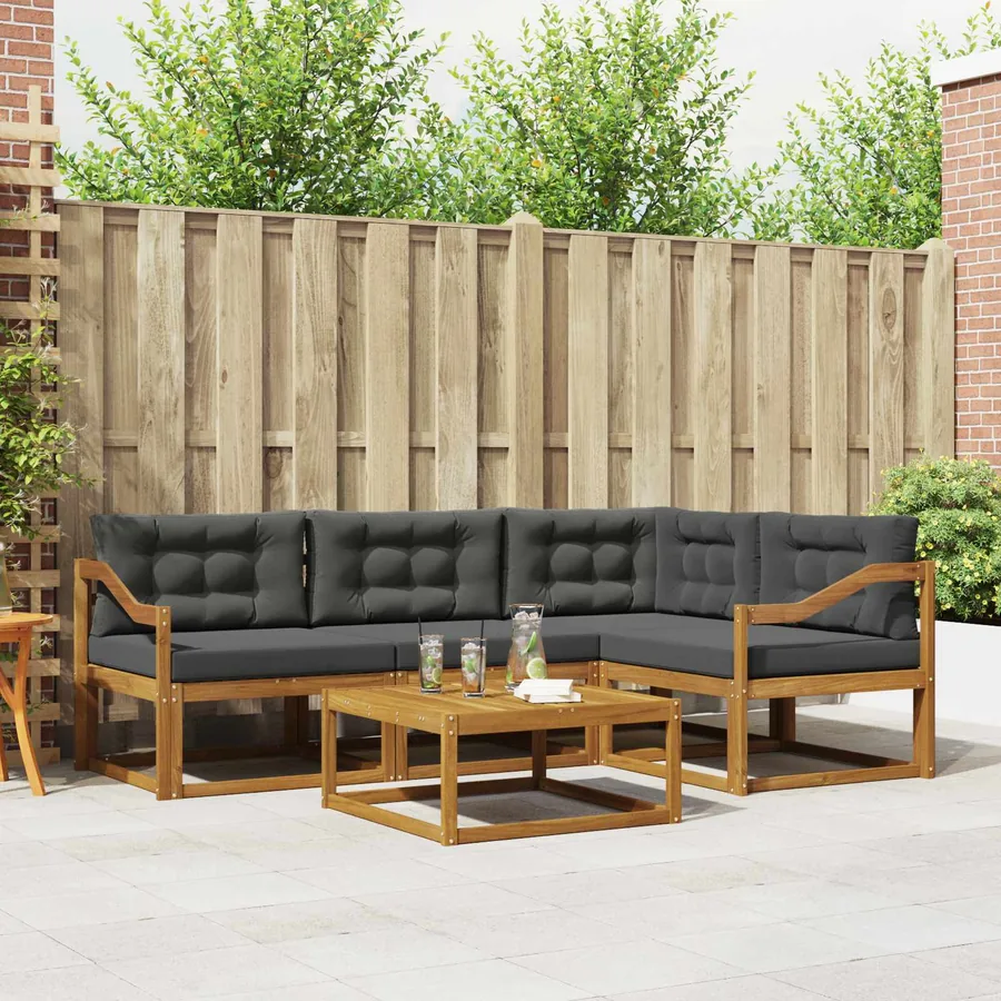 Ensemble de canapés d'extérieur 5 pcs Naturel et Anthracite
