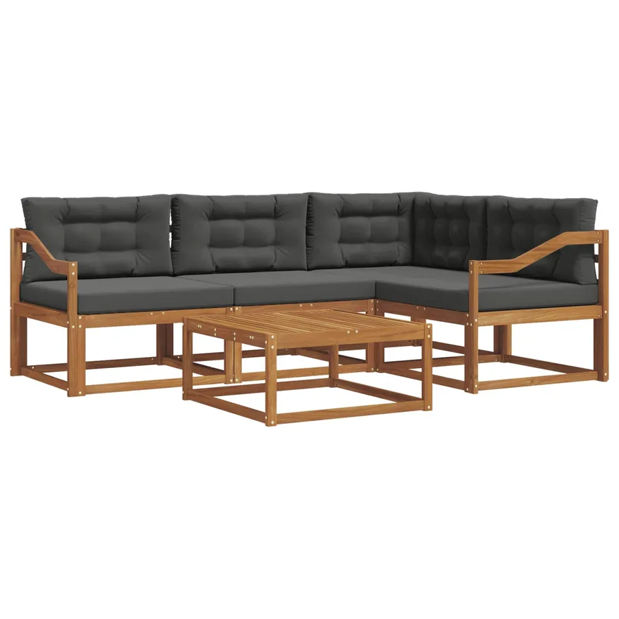 Ensemble de canapés d'extérieur 5 pcs Naturel et Anthracite - 2