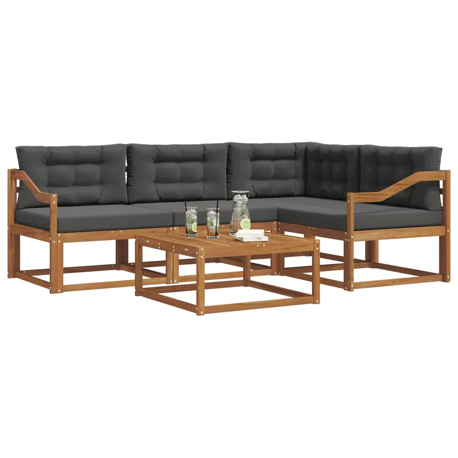 Ensemble de canapés d'extérieur 5 pcs Naturel et Anthracite - 3