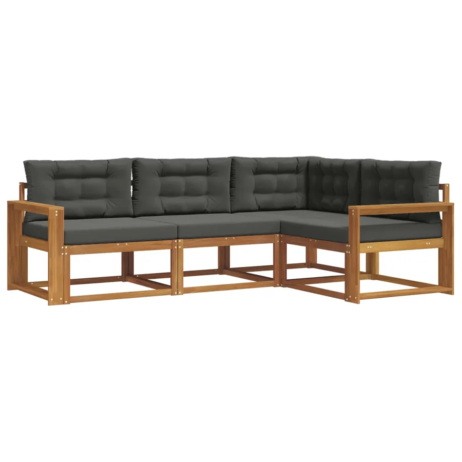 Ensemble de canapés d'extérieur 4 pcs Naturel et Anthracite - 2