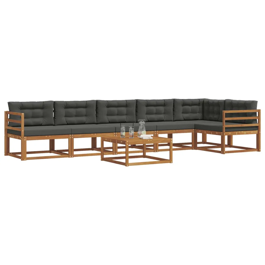 Ensemble de canapés d'extérieur 7 pcs Naturel et Anthracite - 3