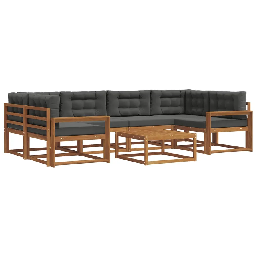 Ensemble de canapés d'extérieur 7 pcs Naturel et Anthracite - 2