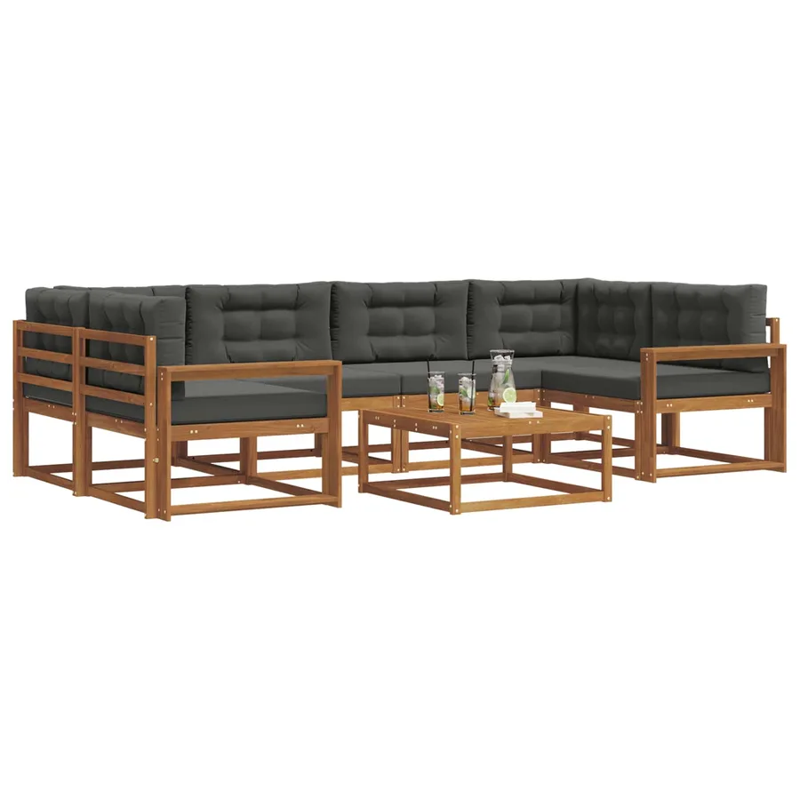 Ensemble de canapés d'extérieur 7 pcs Naturel et Anthracite - 3