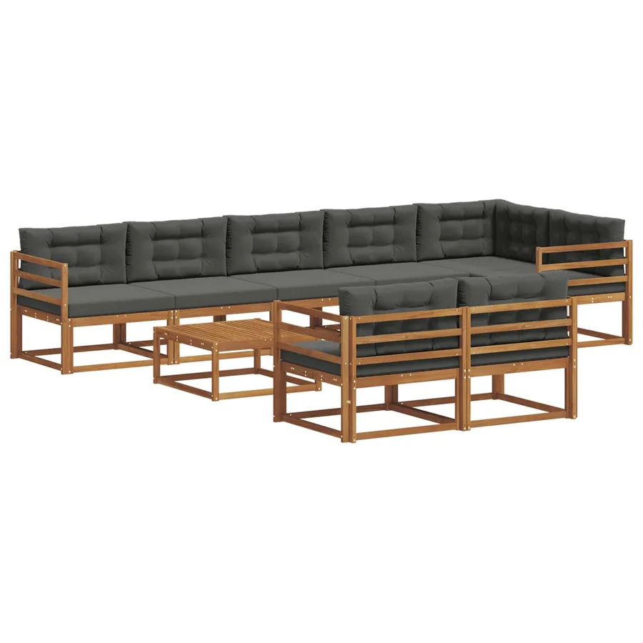 Ensemble de canapés d'extérieur 9 pcs Naturel et Anthracite - 2