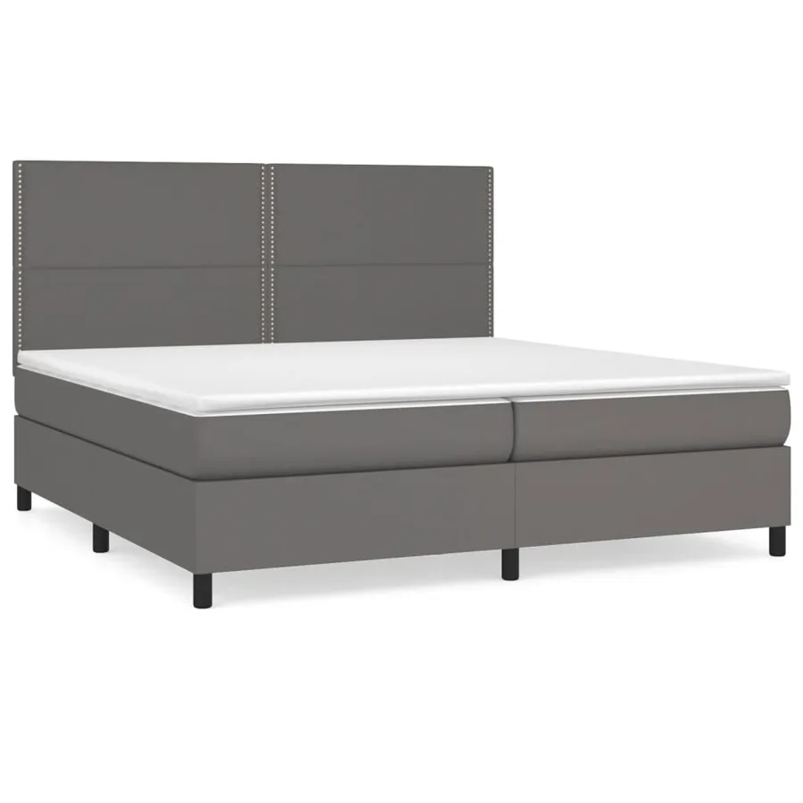 Sommier à lattes de lit avec matelas Gris 200x200 cm Similicuir - 2