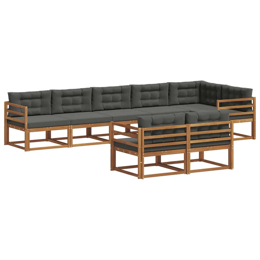 Ensemble de canapés d'extérieur 8 pc Naturel et Anthracite - 2