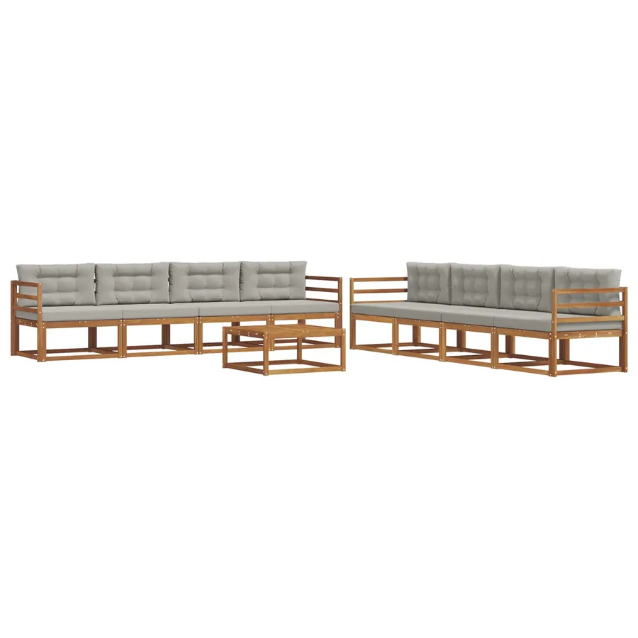 Ensemble de canapés d'extérieur 9 pcs Gris Naturel et Clair - 2