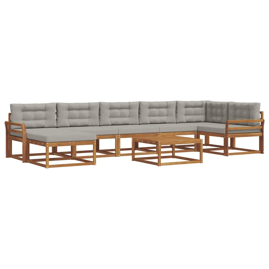 Ensemble de canapés d'extérieur 8 pcs Gris Naturel et Clair - 2