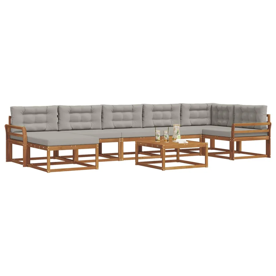 Ensemble de canapés d'extérieur 8 pcs Gris Naturel et Clair - 3