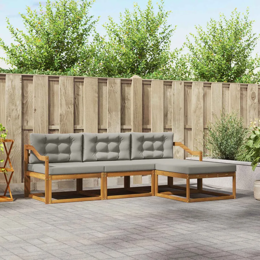 Ensemble de canapés d'extérieur 4 pcs Gris Naturel et Clair