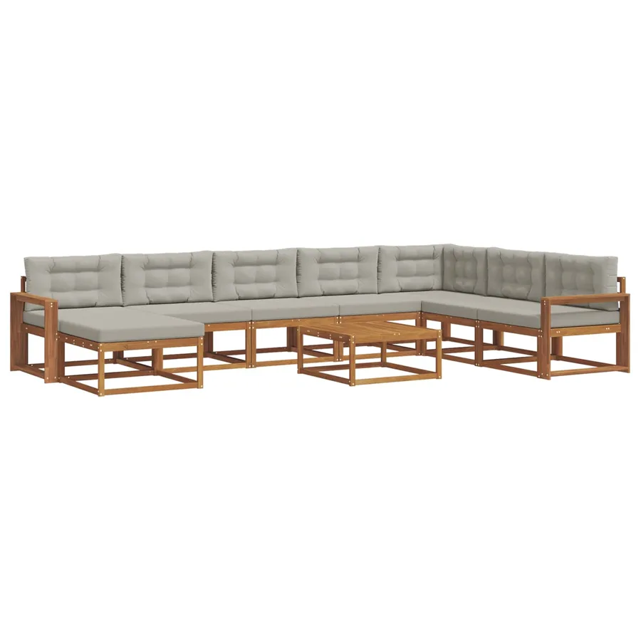 Ensemble de canapés d'extérieur 9 pcs Gris Naturel et Clair - 2