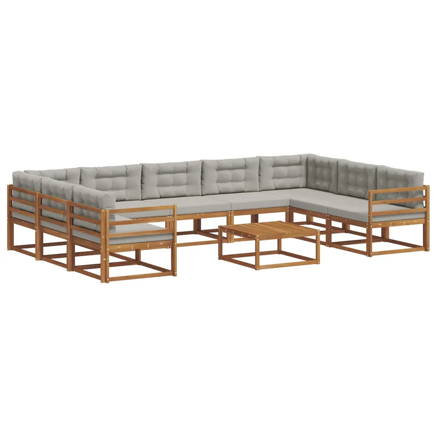Ensemble de canapés d'extérieur 10 pcs Gris Naturel et Clair - 2
