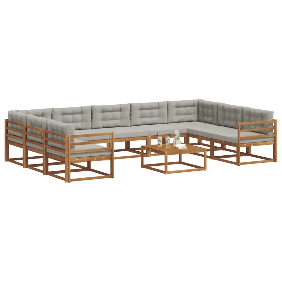 Ensemble de canapés d'extérieur 10 pcs Gris Naturel et Clair - 3