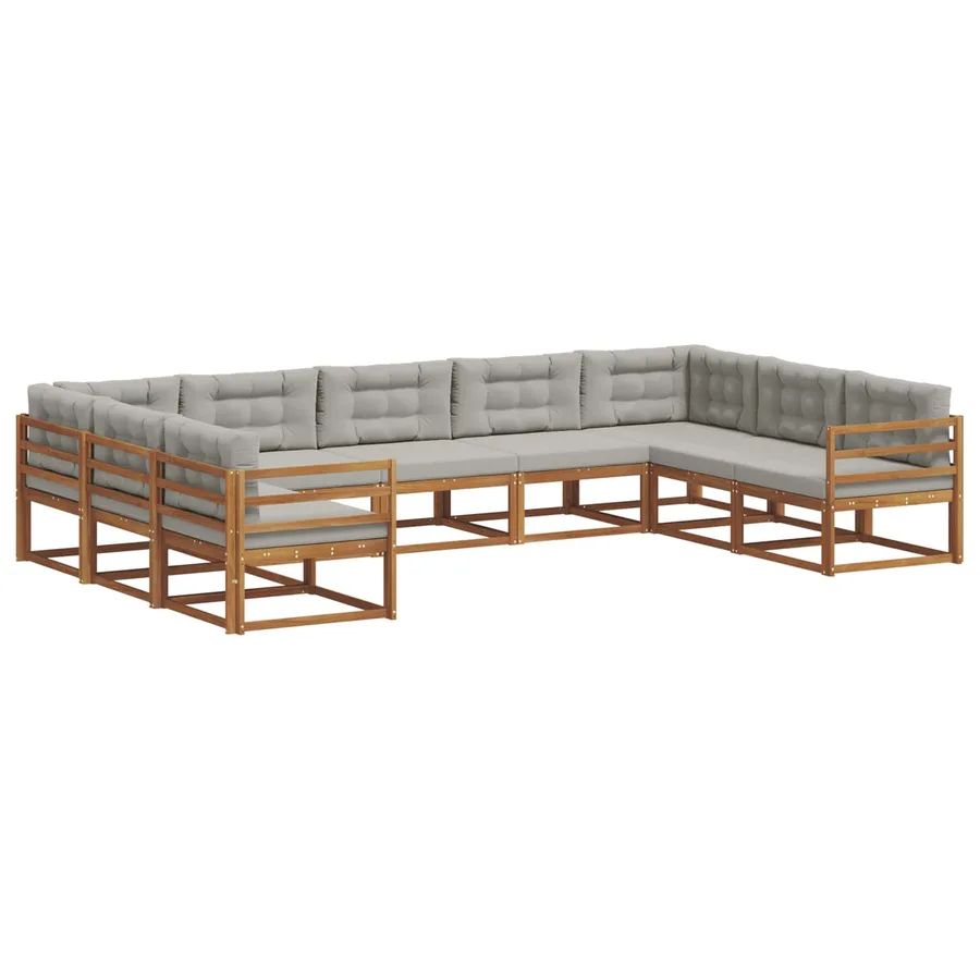Ensemble de canapés d'extérieur 9 pcs Gris Naturel et Clair - 2