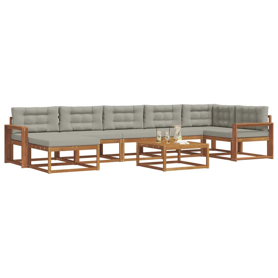 Ensemble de canapés d'extérieur 8 pcs Gris Naturel et Clair - 3