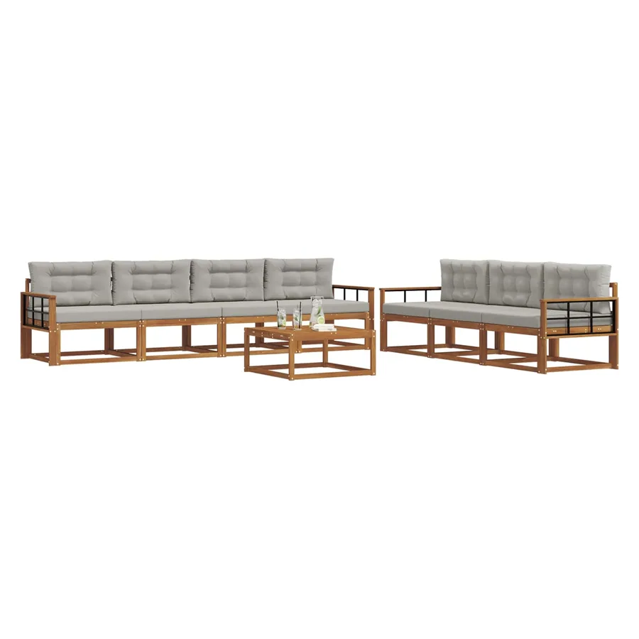 Ensemble de canapés d'extérieur 8 pcs Gris Naturel et Clair - 3