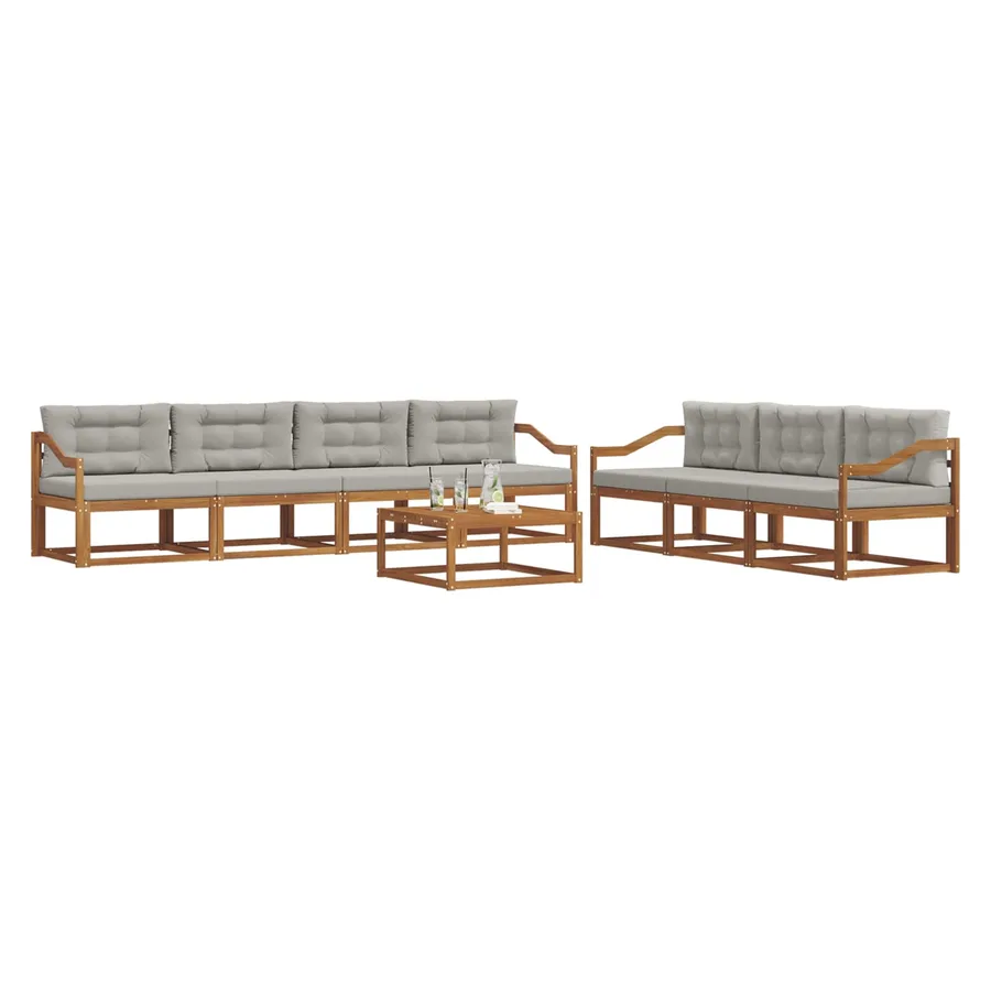 Ensemble de canapés d'extérieur 8 pcs Gris Naturel et Clair - 3