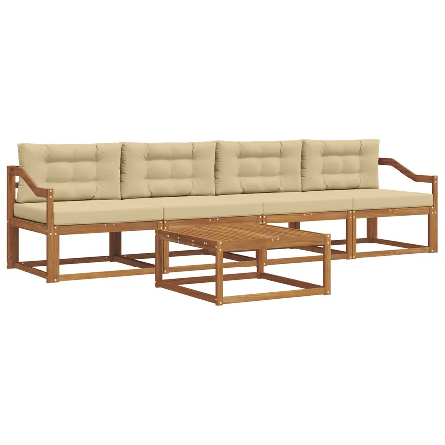Ensemble de canapés d'extérieur 5 pcs Naturel et Beige - 2