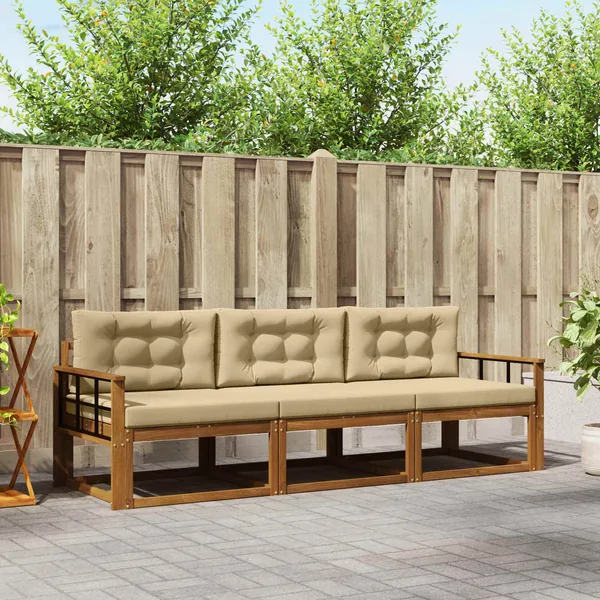 Ensemble de canapés d'extérieur 3 pcs Naturel et Beige