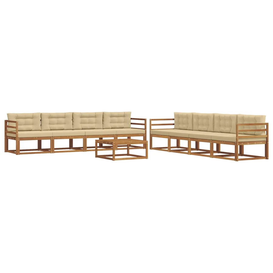 Ensemble de canapés d'extérieur 9 pcs Naturel et Beige - 2