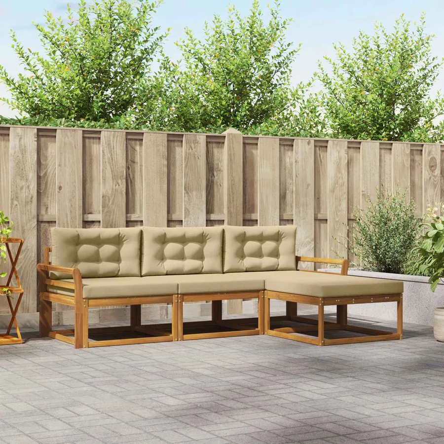 Ensemble de canapés d'extérieur 4 pcs Naturel et Beige