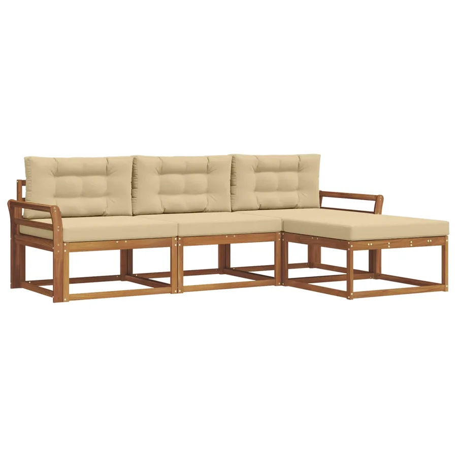 Ensemble de canapés d'extérieur 4 pcs Naturel et Beige - 2