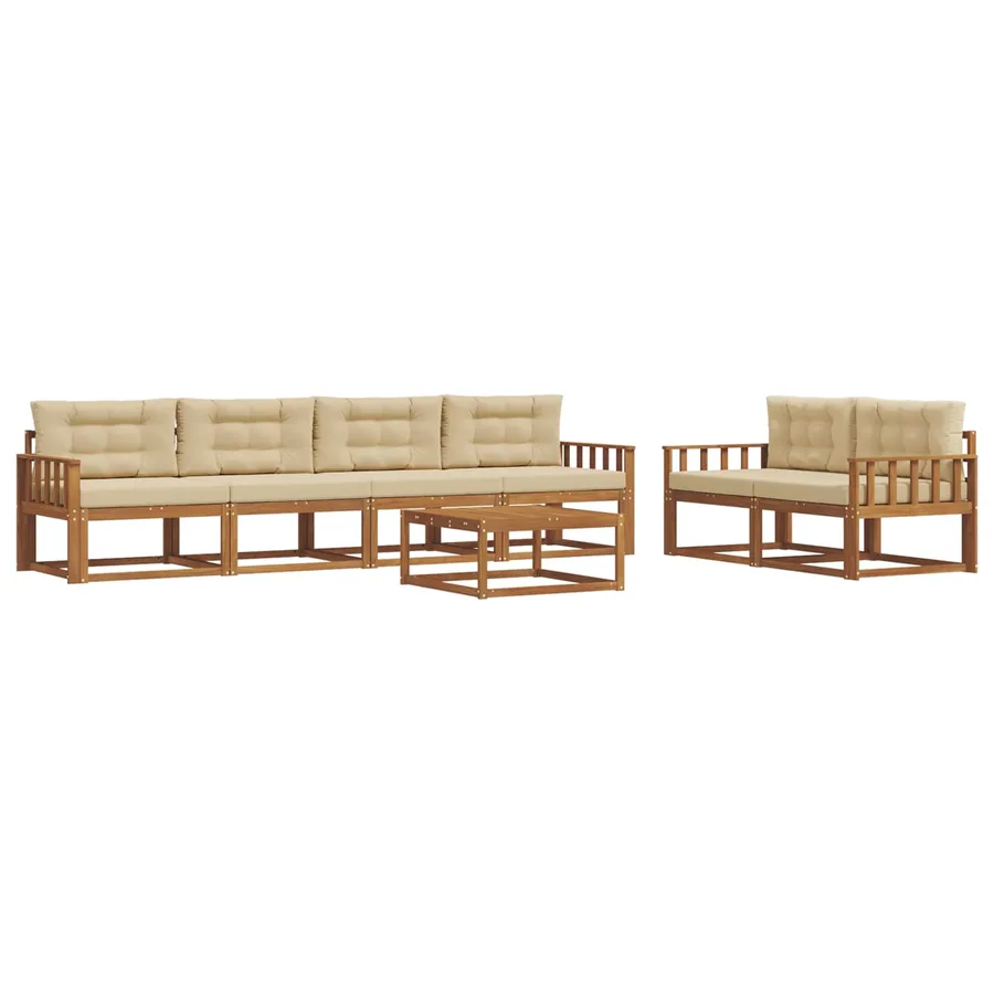 Ensemble de canapés d'extérieur 7 pcs Naturel et Beige - 2