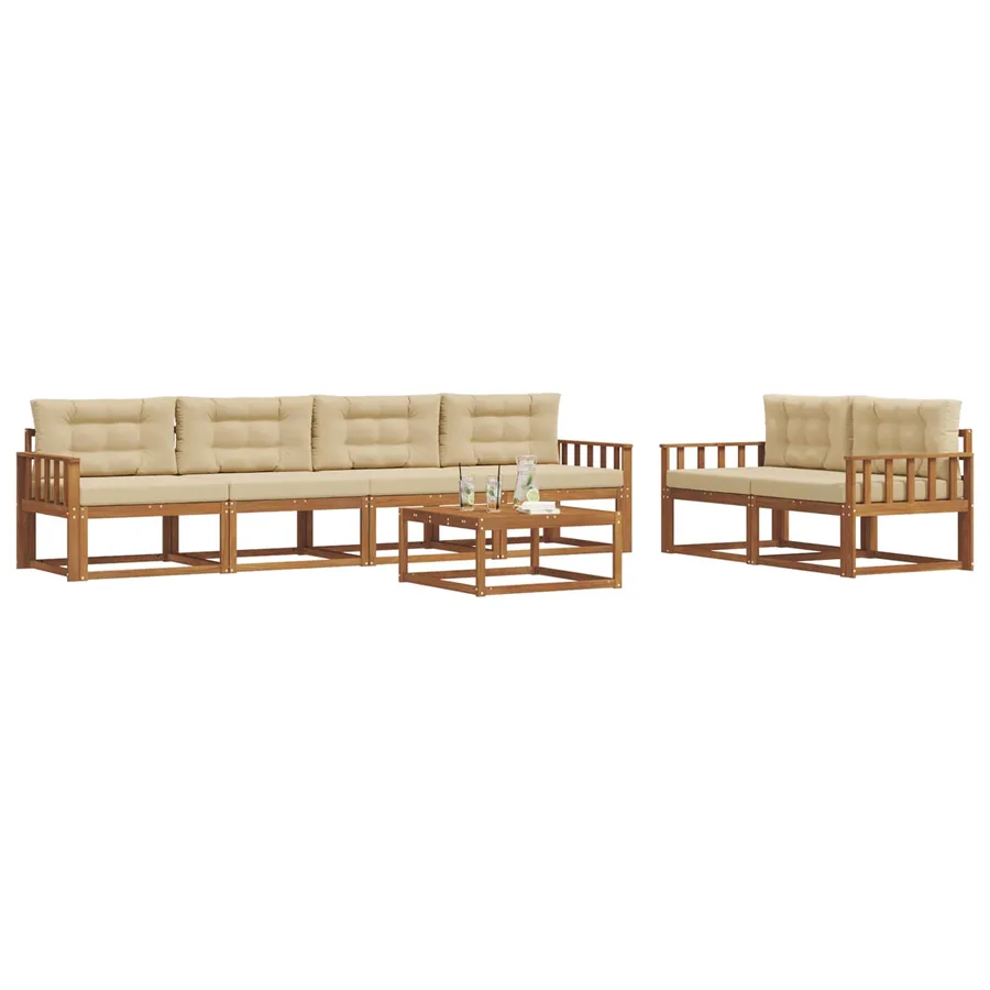 Ensemble de canapés d'extérieur 7 pcs Naturel et Beige - 3