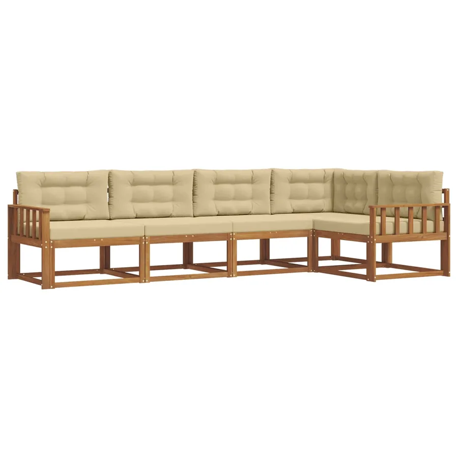 Ensemble de canapés d'extérieur 5 pcs Naturel et Beige - 2