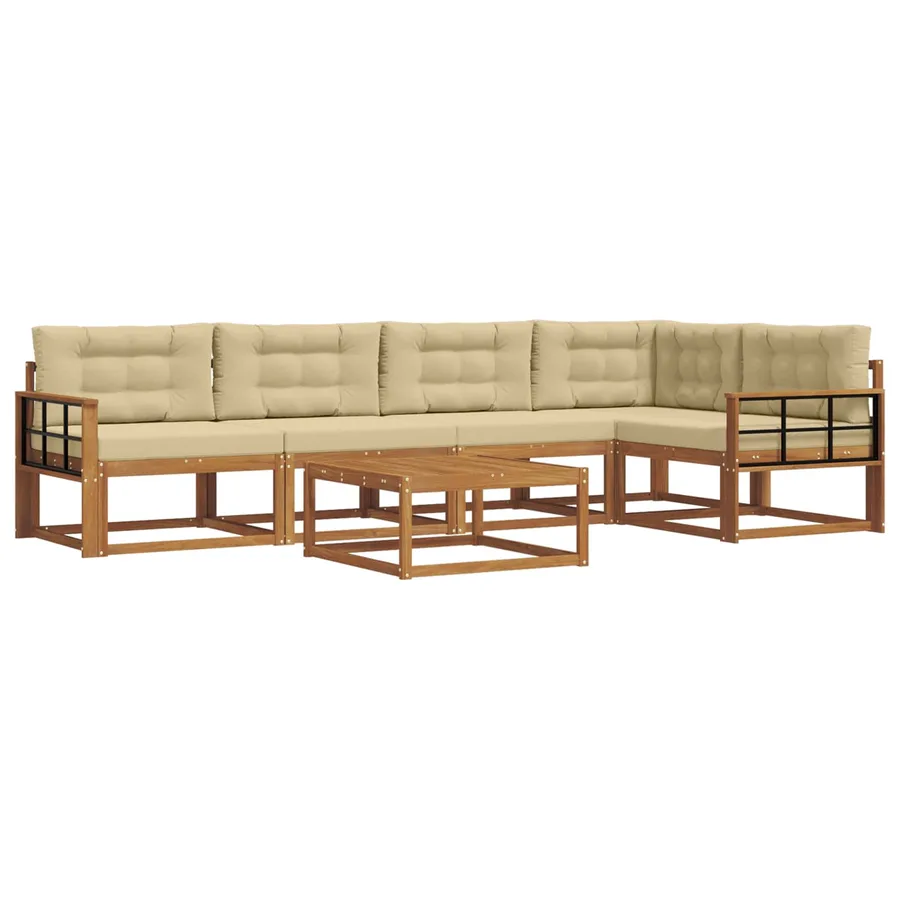Ensemble de canapés d'extérieur 6 pcs Naturel et Beige - 2