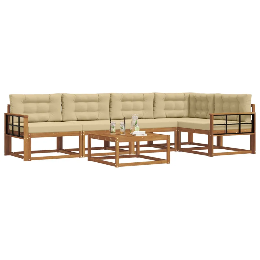 Ensemble de canapés d'extérieur 6 pcs Naturel et Beige - 3