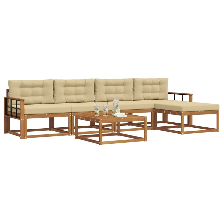 Ensemble de canapés d'extérieur 6 pcs Naturel et Beige - 3