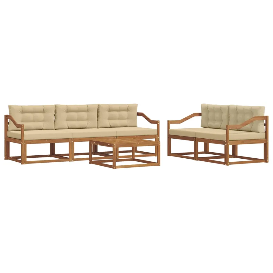 Ensemble de canapés d'extérieur 6 pcs Naturel et Beige - 2