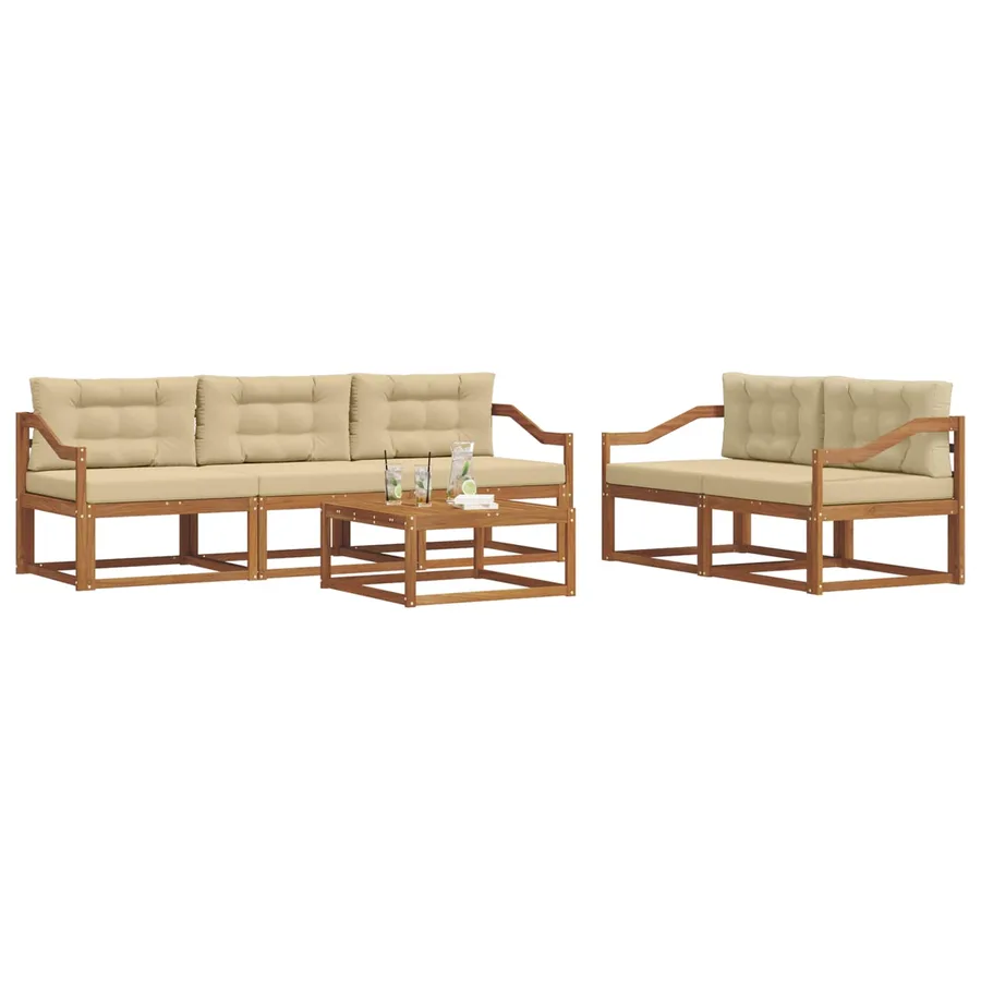Ensemble de canapés d'extérieur 6 pcs Naturel et Beige - 3