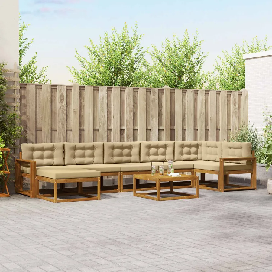 Ensemble de canapés d'extérieur 8 pcs Naturel et Beige
