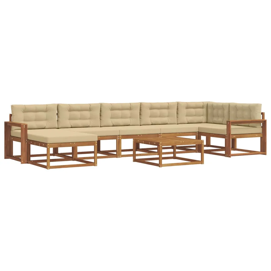 Ensemble de canapés d'extérieur 8 pcs Naturel et Beige - 2