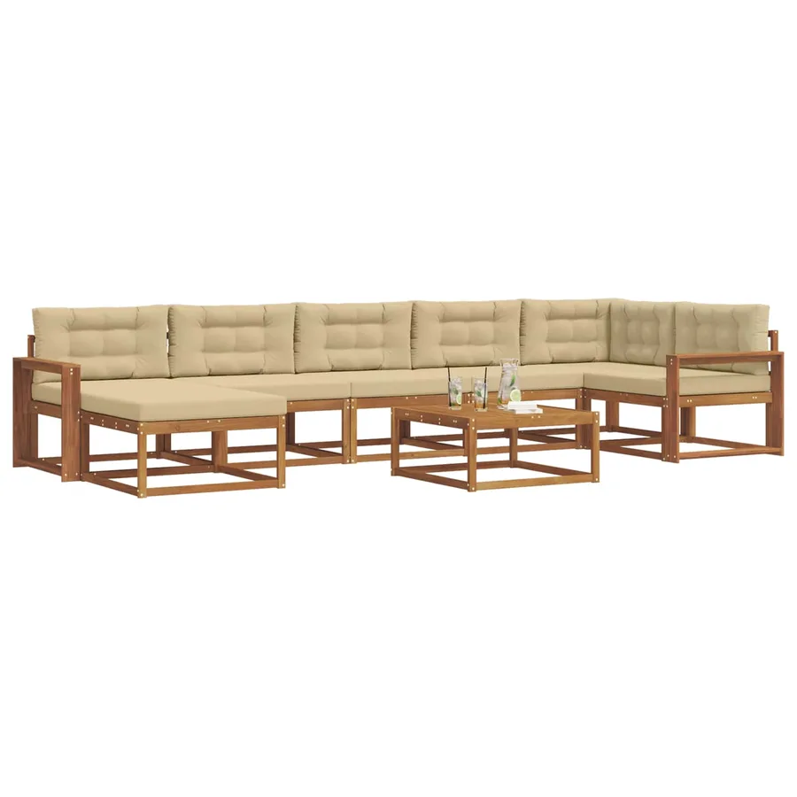 Ensemble de canapés d'extérieur 8 pcs Naturel et Beige - 3