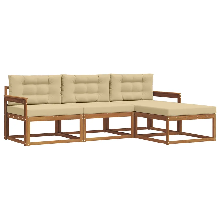Ensemble de canapés d'extérieur 4 pcs Naturel et Beige - 2